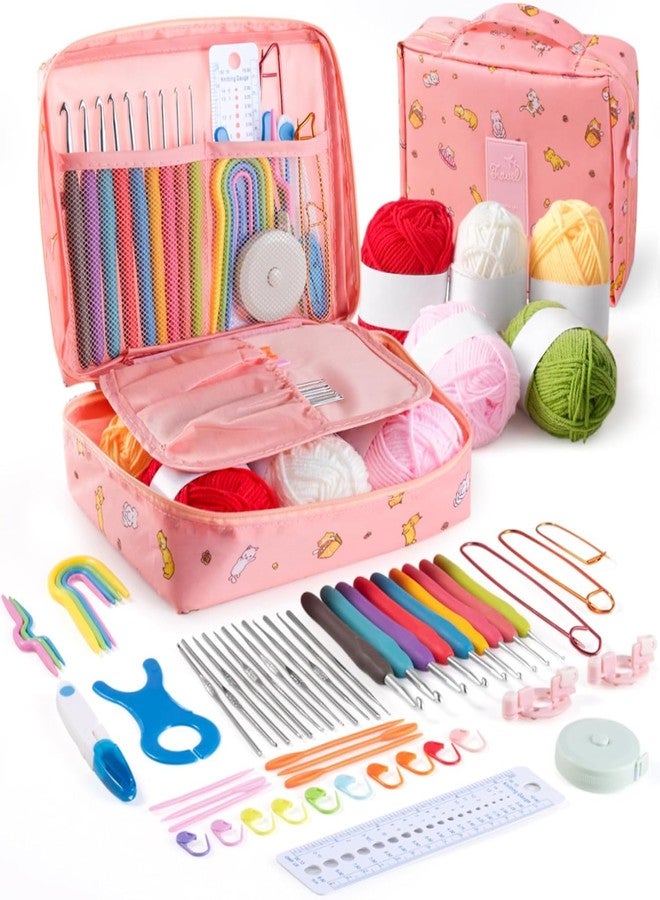 WICHARSH Crochet Kit for Beginners & Adults - 59pcs Complete Starter Set with Ergonomic Hooks (0.6-6.0mm), Yarn, Tools & Travel Bag - Craft Gift for Women, Teens & Seniors - Image 1